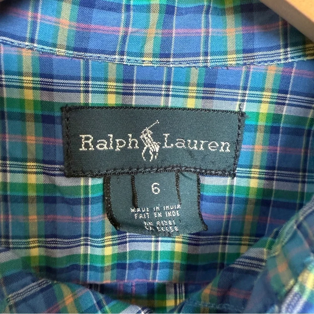 Ralph Lauren Boy’s Kids' Plaid Button-Down Shirt Size 6 Multicolor Casual Cotton