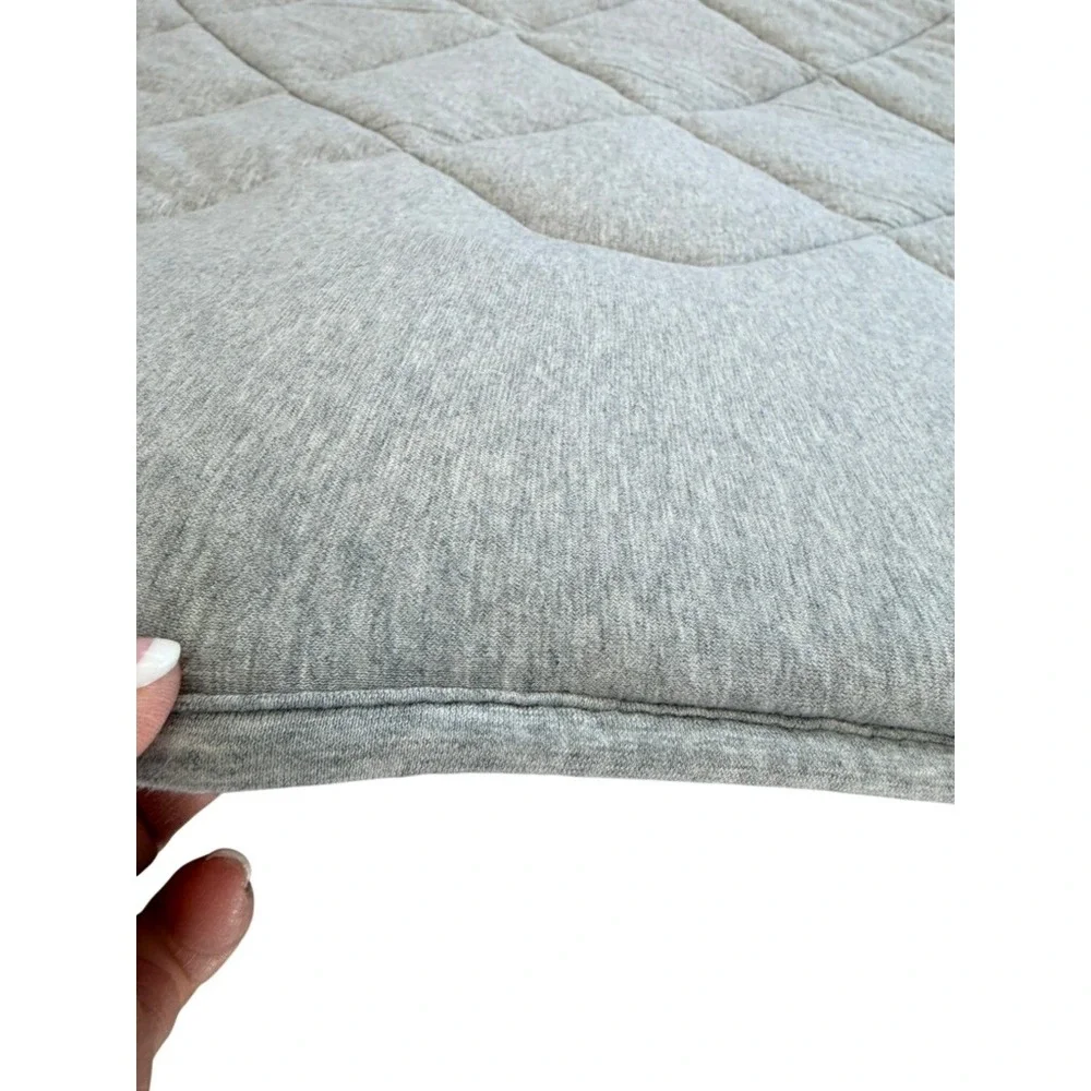 Gray Quilted Jersey Comforter‎ Diamond Stitch Minimalist King 102x86 Heavy Cozy
