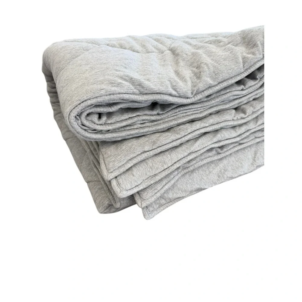 Gray Quilted Jersey Comforter‎ Diamond Stitch Minimalist King 102x86 Heavy Cozy