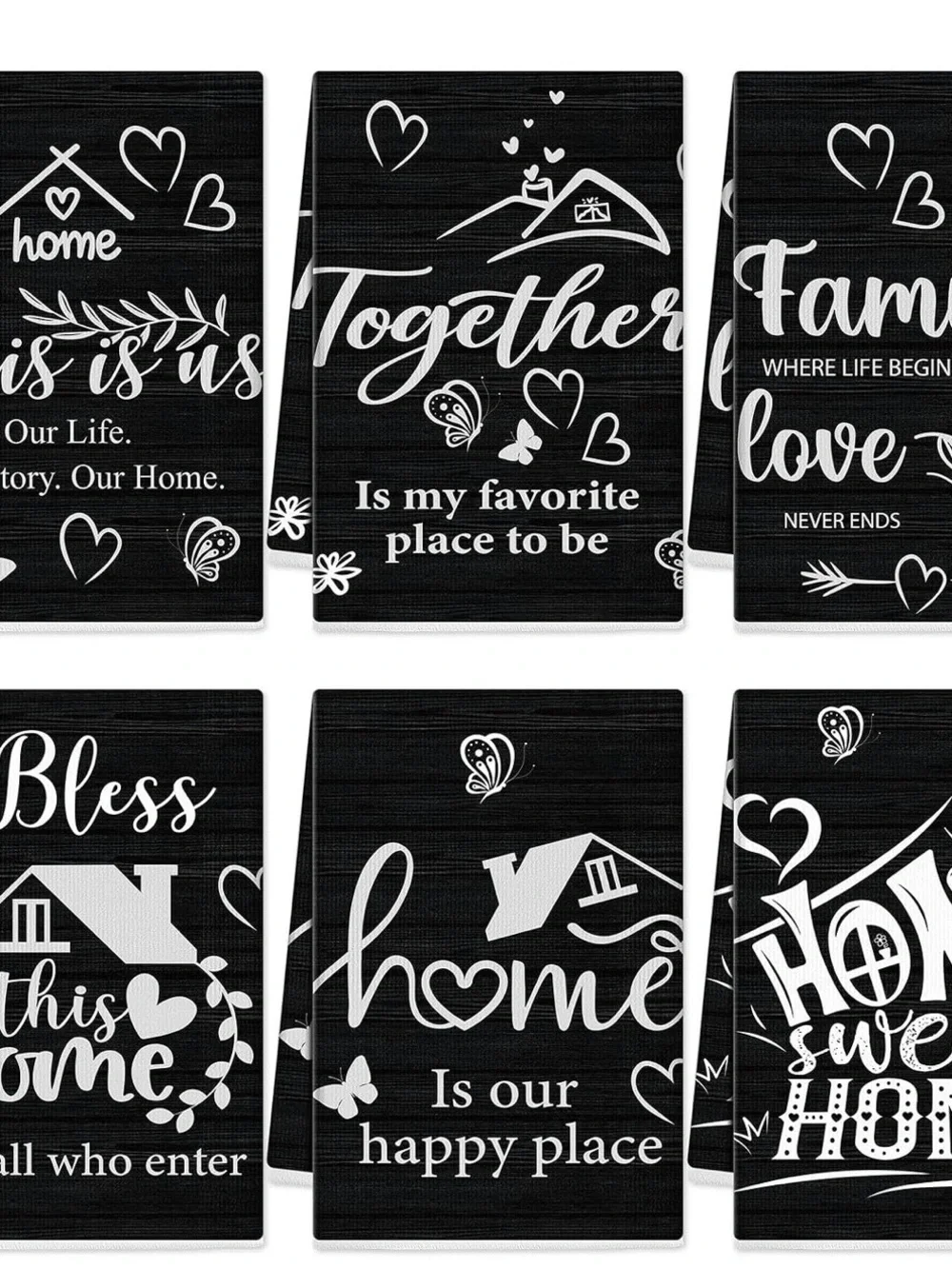 Black and White Kitchen Towels - 6