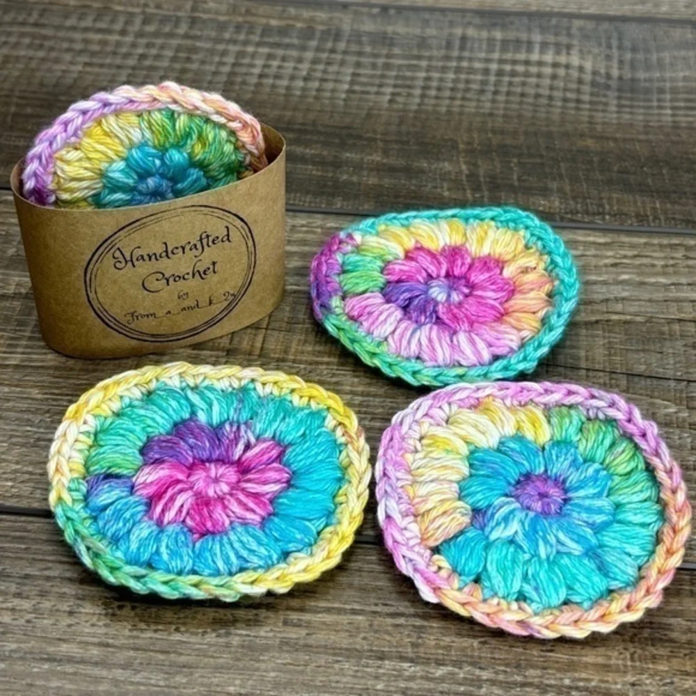 Handcrafted Crochet Scrubbies Face Round Makeup Remover Set‎ Cotton Yarn