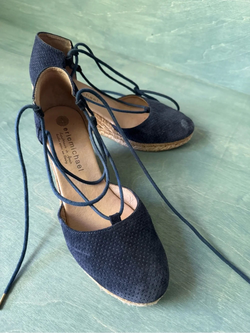 Eric Michael Suede Ballet Espadrille Wedges 41