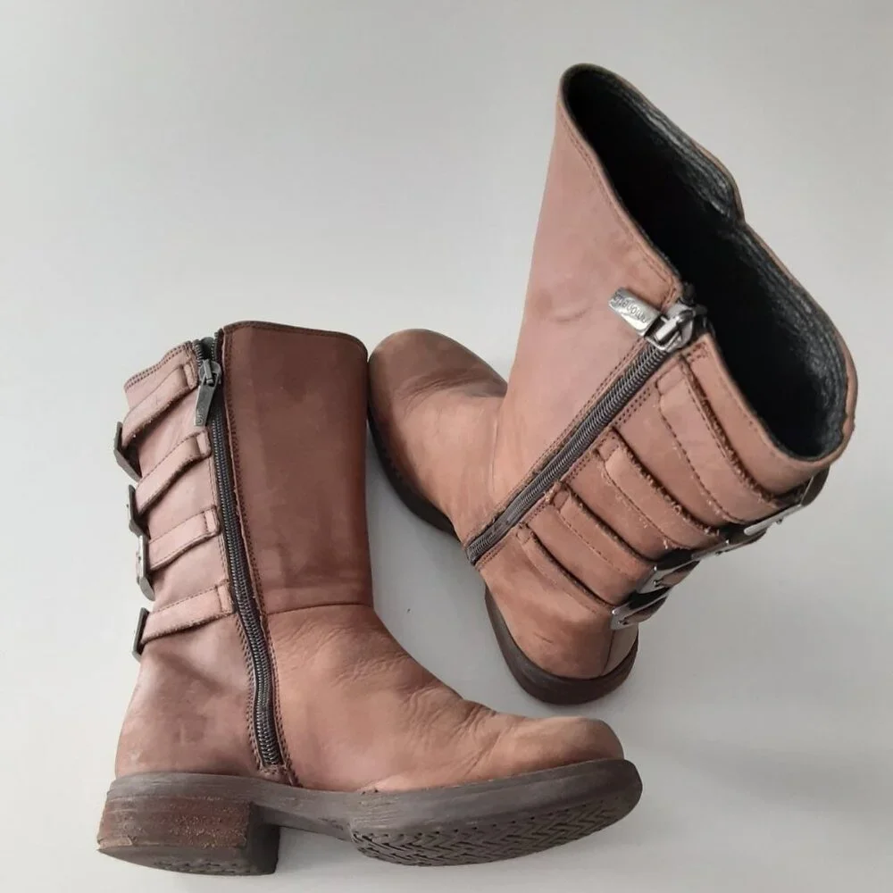 Simonetta Brown Butttery Fashionable Leather Boots - girls size 31