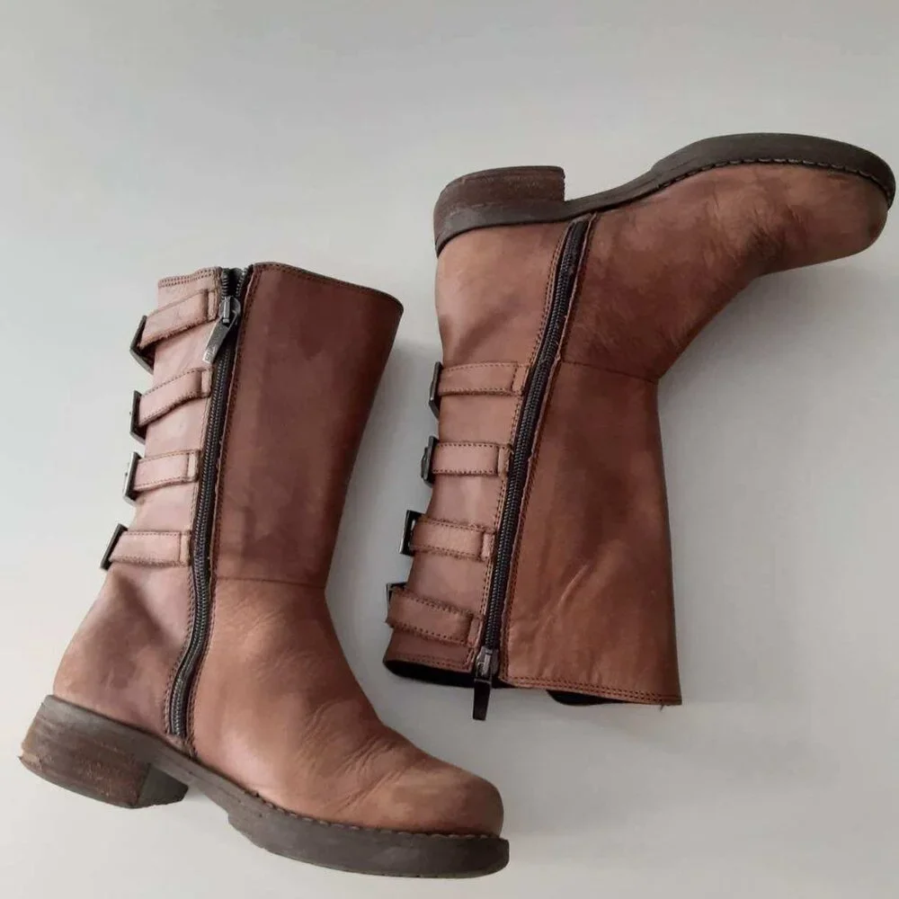 Simonetta brown leather zippers