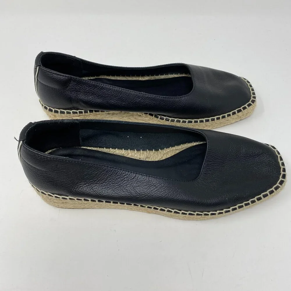everlane espadrille leather low wedge slip on flats (worn once)