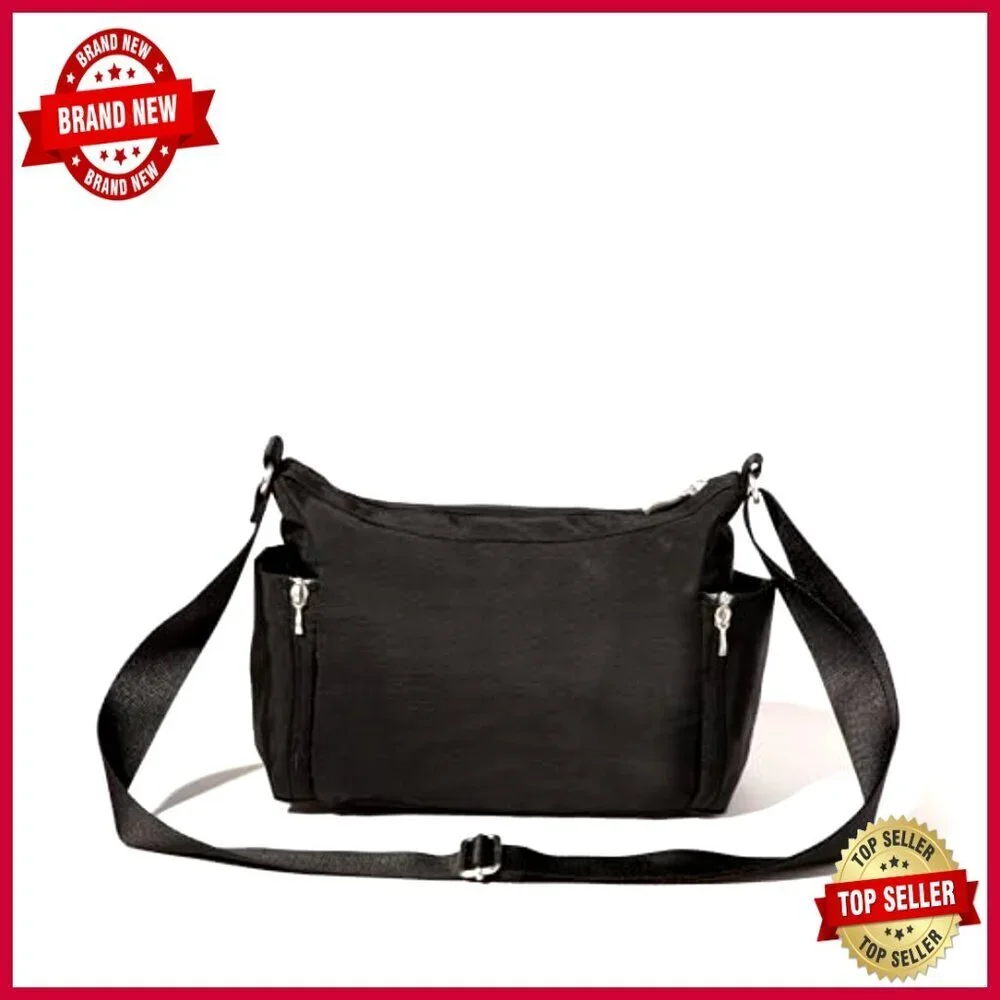 Spacious RFID-Protected Crossbody Hobo Bag with Water Bottle Pockets