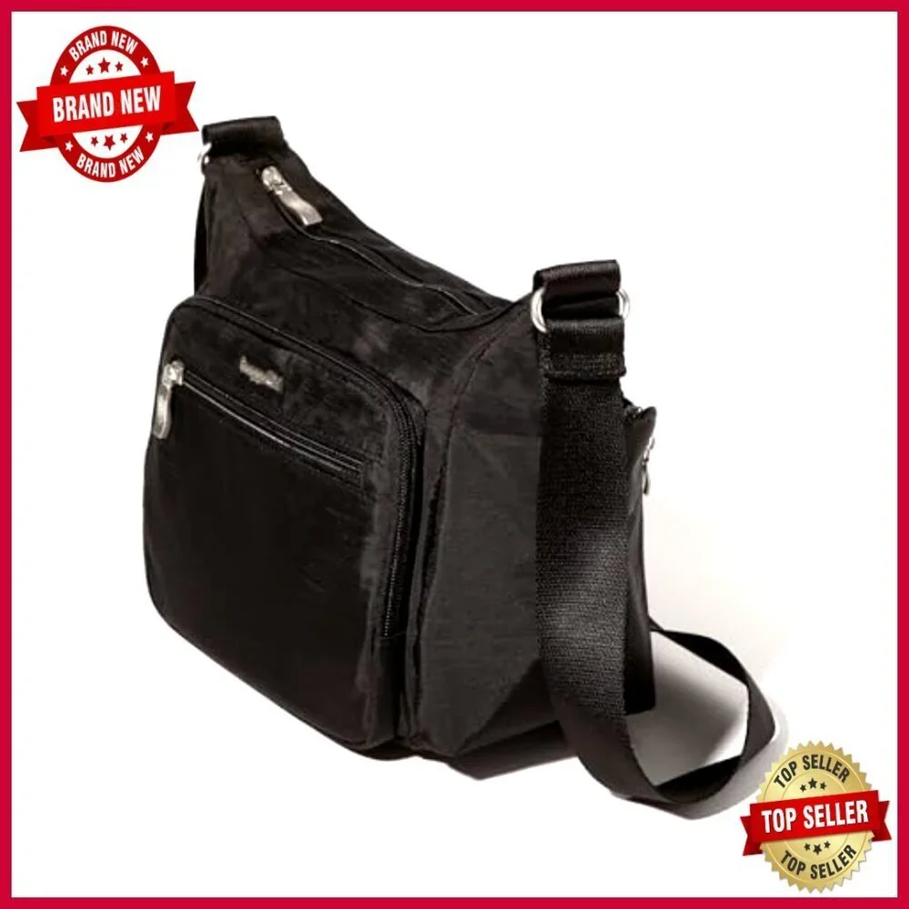 Spacious RFID-Protected Crossbody Hobo Bag with Water Bottle Pockets