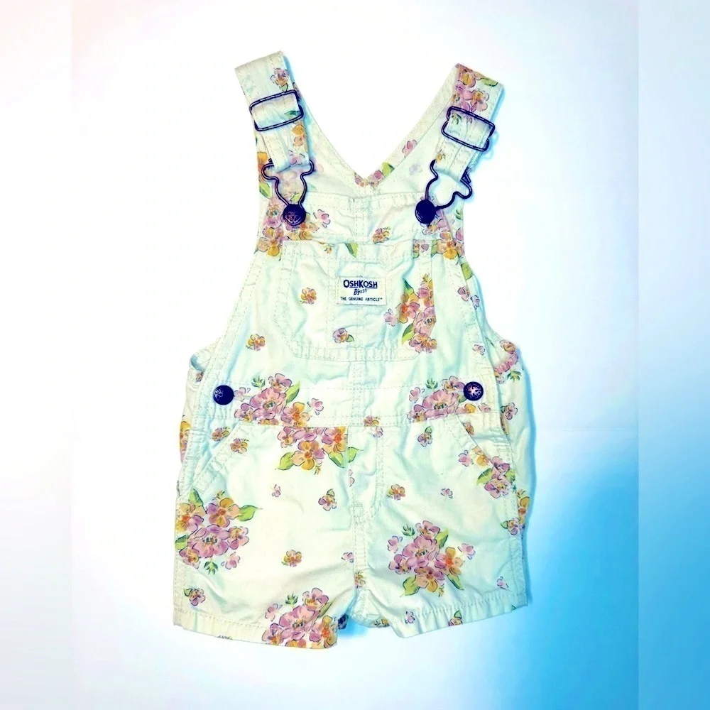 OshKosh Girl Floral Shortalls Size 12M