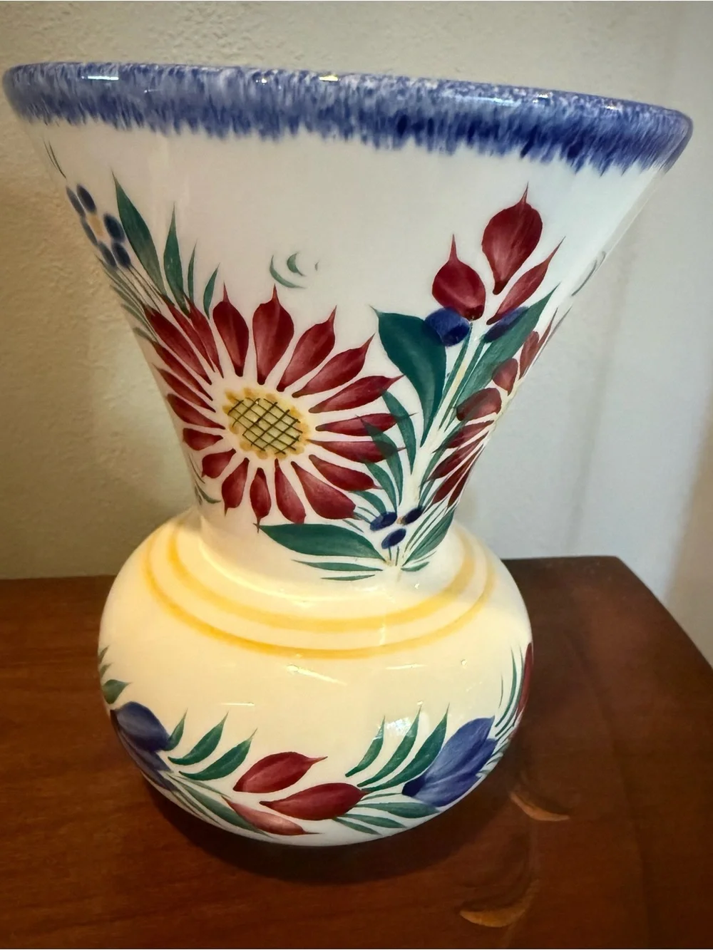 Vintage HB Henriot Quimper France Hand-Painted Floral Faience Vase