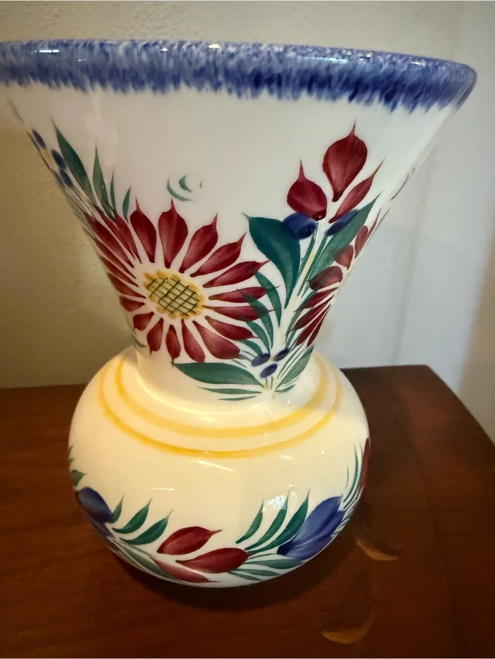 Vintage HB Henriot Quimper France Hand-Painted Floral Faience Vase