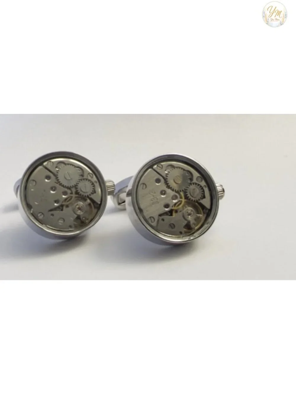 Steampunk Cufflinks with Functional Watch Movement and Glass Cover