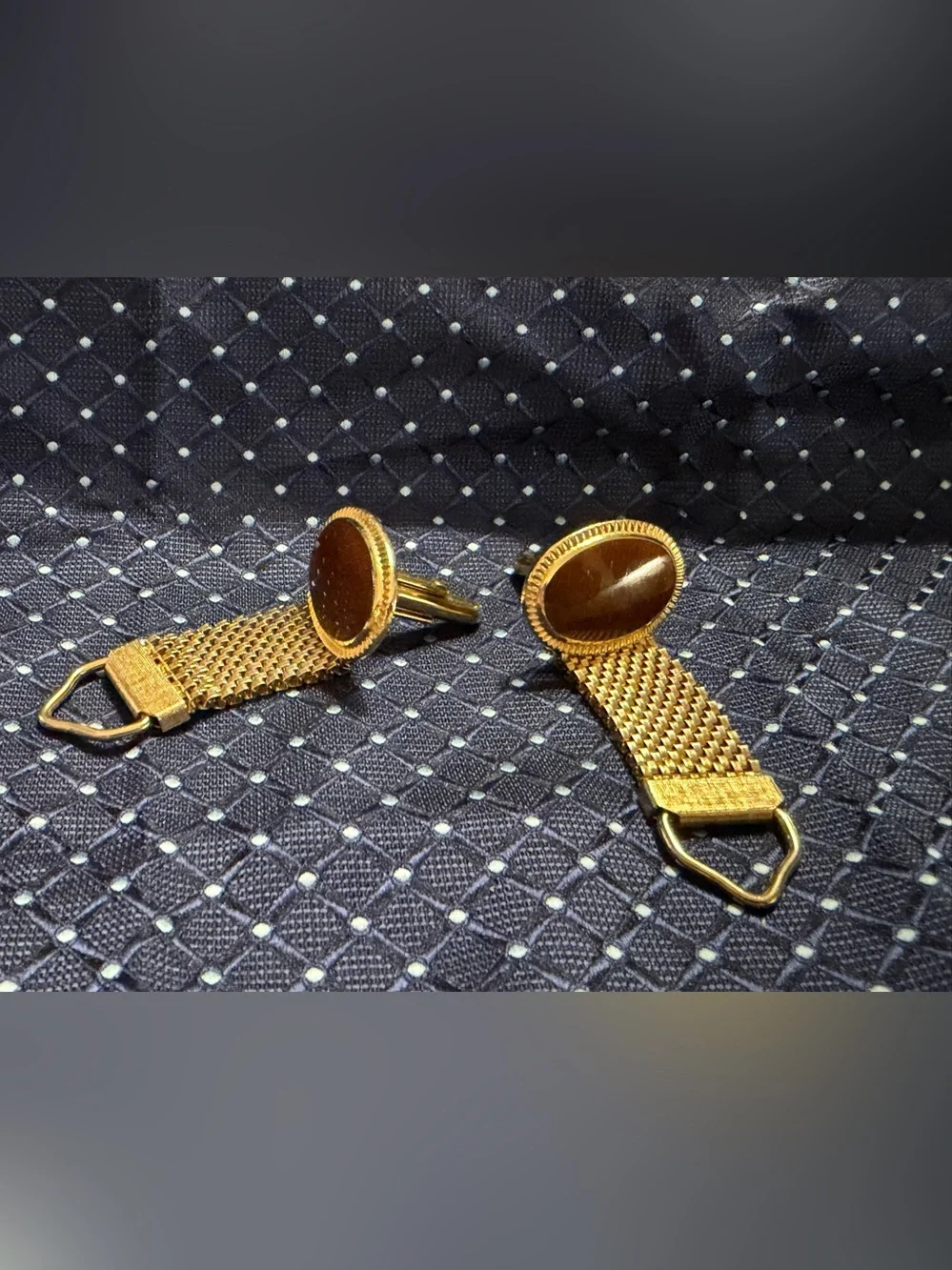 Gold-Tone Brown Oval Cufflinks - Classic Men's Accessory