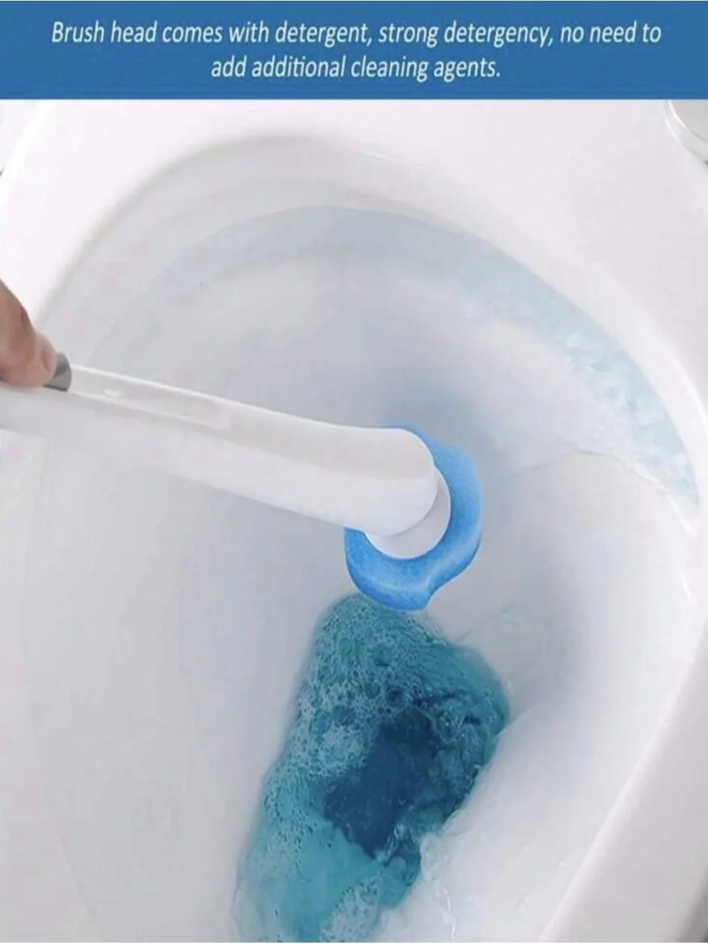 NEW Blue & White Toilet Brush Set with Replaceable Heads