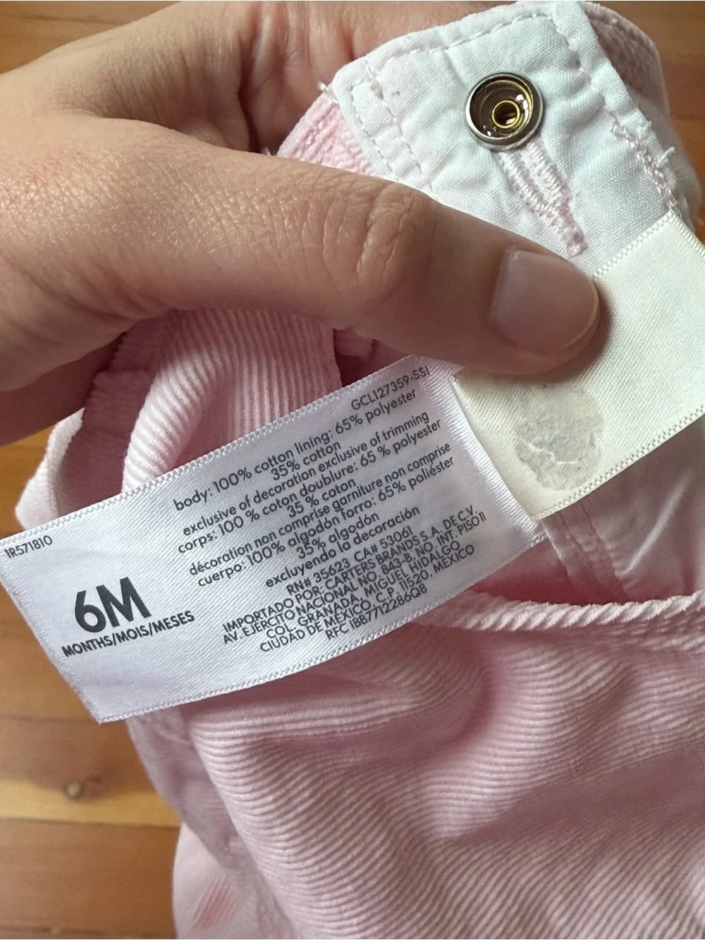 OshKosh B'gosh Light Pink Corduroy Overalls with Rose Gold Snaps Sise 6m