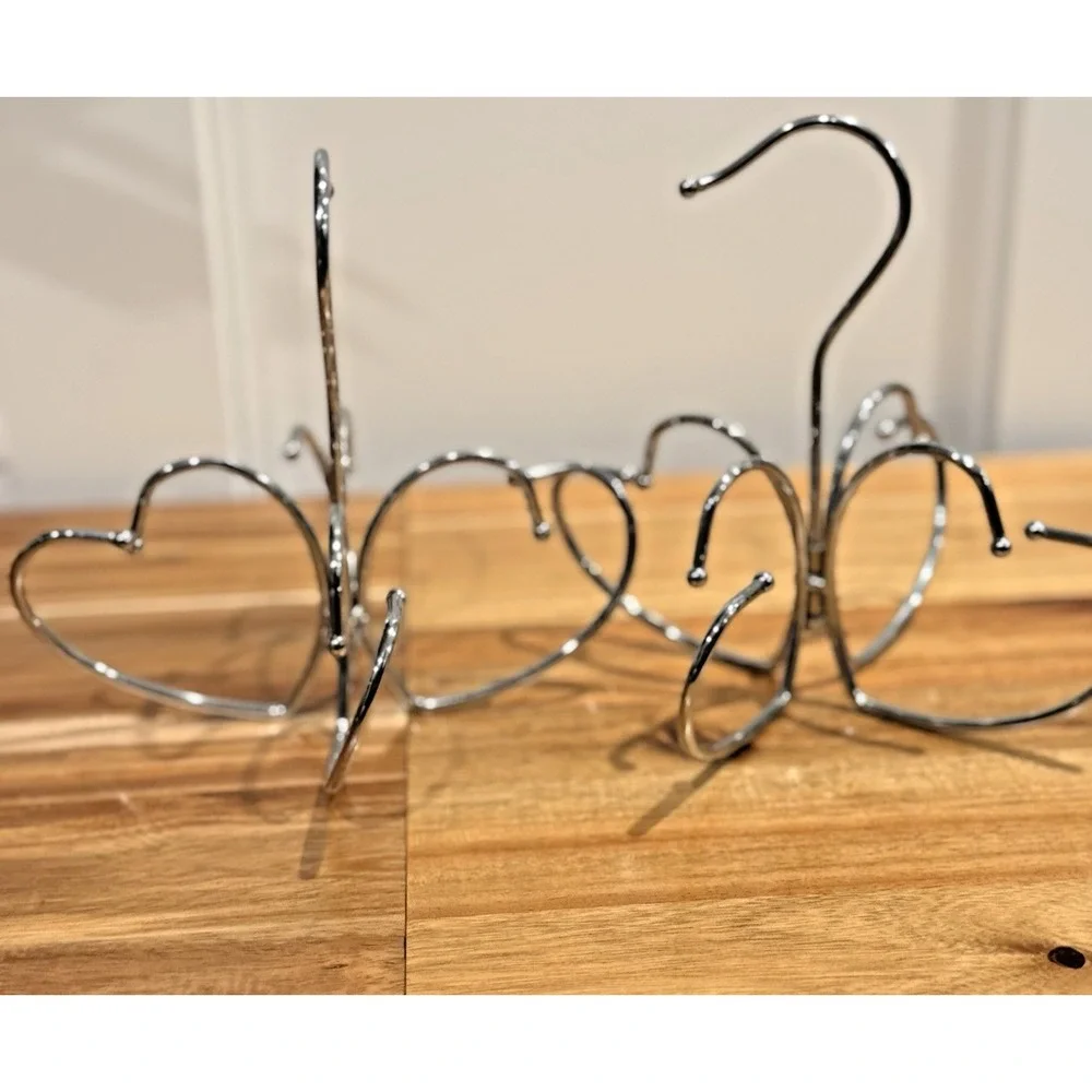 Lot 2 Silver Metal Heart Belt Hangers Closet Scarf Accessory Display Organizer