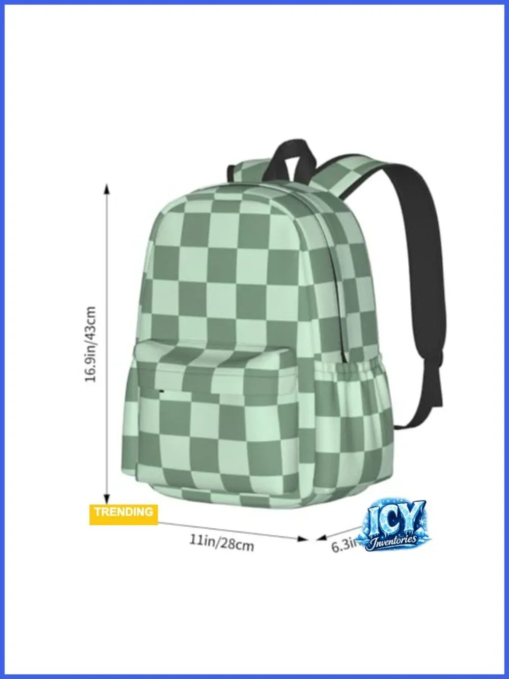 Checkered Laptop Backpack with USB Port, Anti-Theft, Water-Resistant, Fits