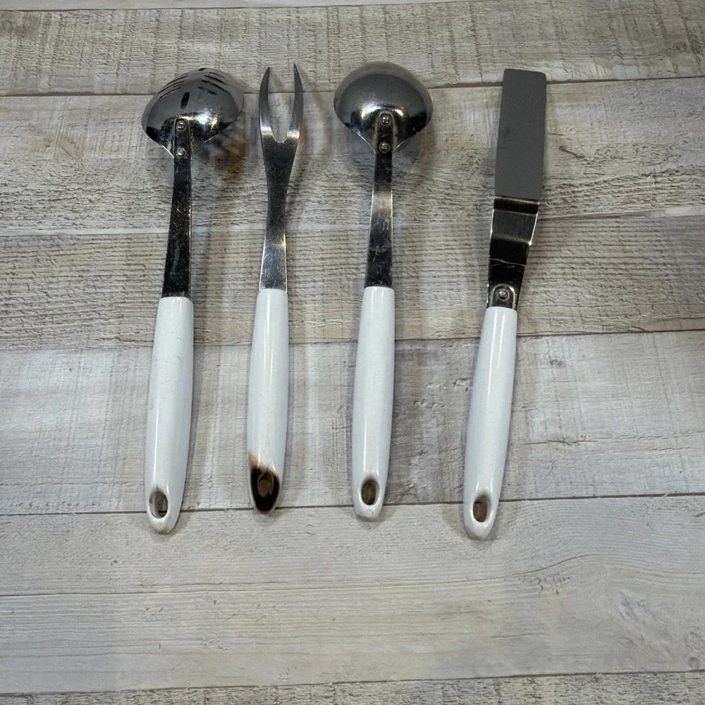 Vintage EKCO Country Garden MCM Floral Kitchen Utensils 4 Pc Set USA Cottagecore