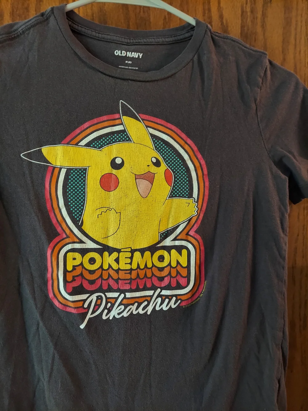 Old Navy Pokemon Pikachu Retro Graphic T-Shirt Charcoal Gray Kids Size M (8)