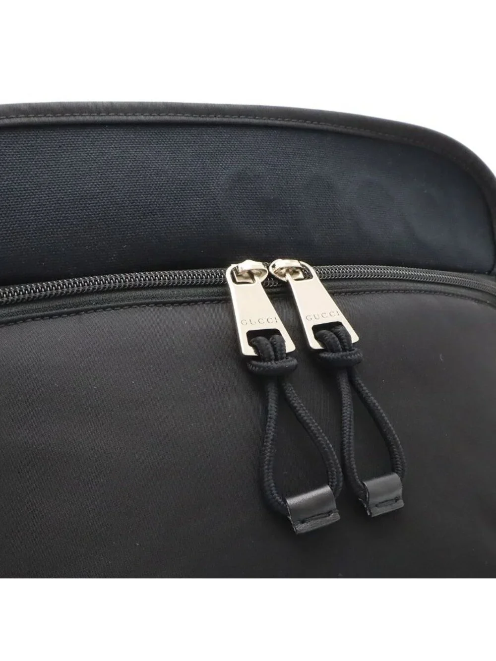 Gucci Logo Nylon Small Belt Bag Waist Pouch Hip Black Silver