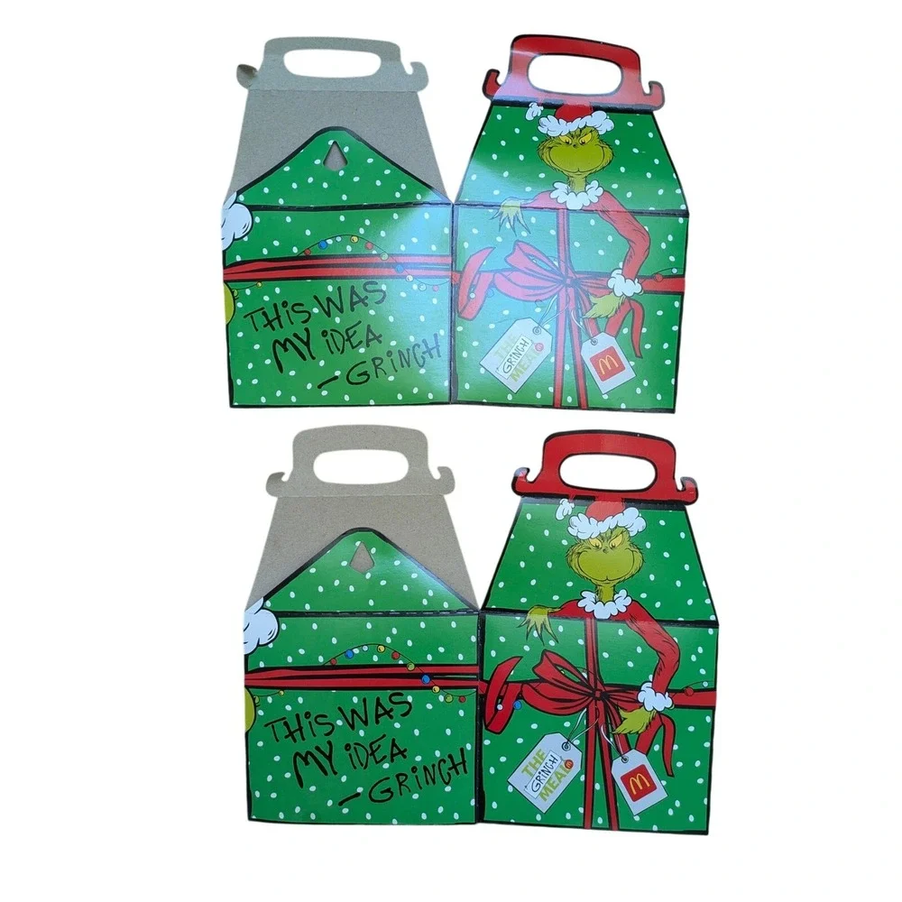 The Grinch McDonald's Christmas Gift Happy Meal Boxes‎ Set of 2 Empty