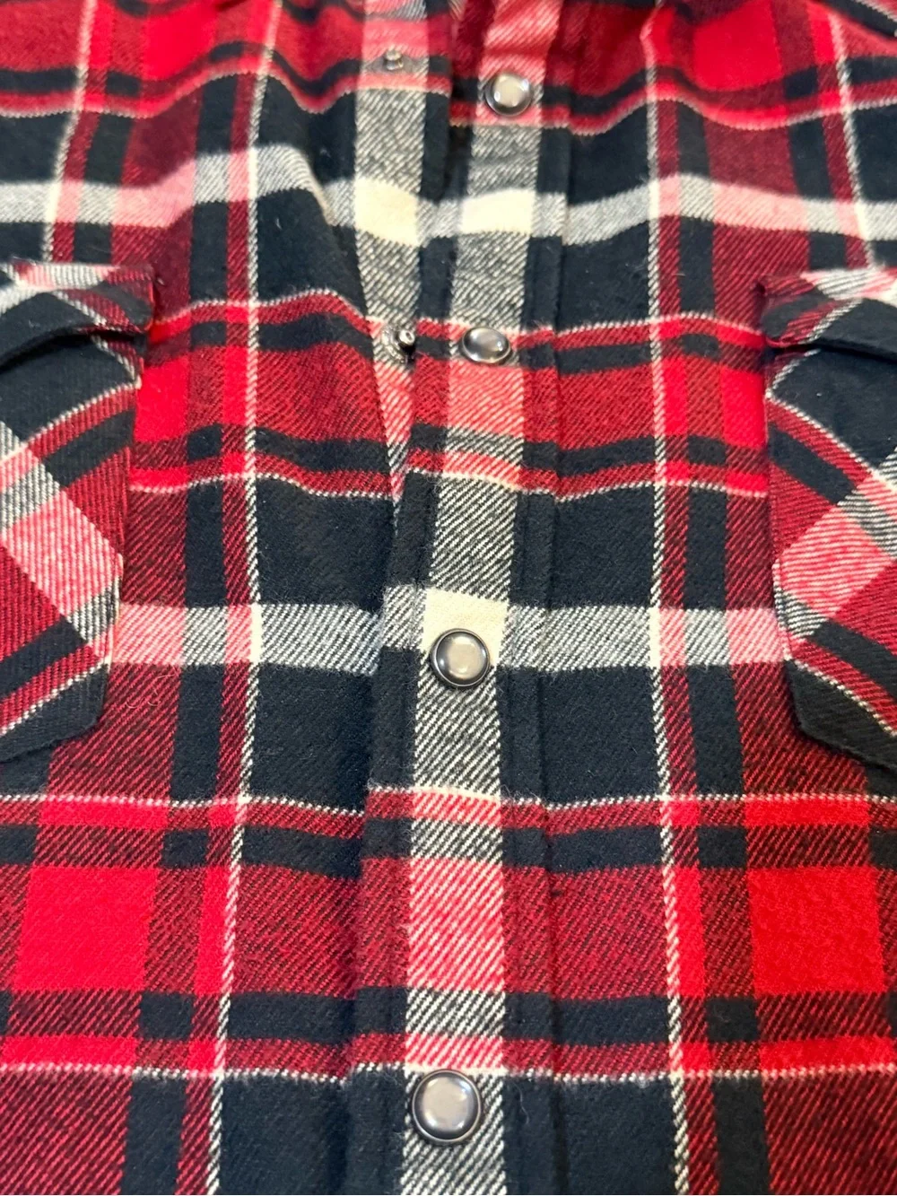 Ralph Lauren Red Black Cream Plaid Button-Down Flannel sz 12 Kid  100% Cotton