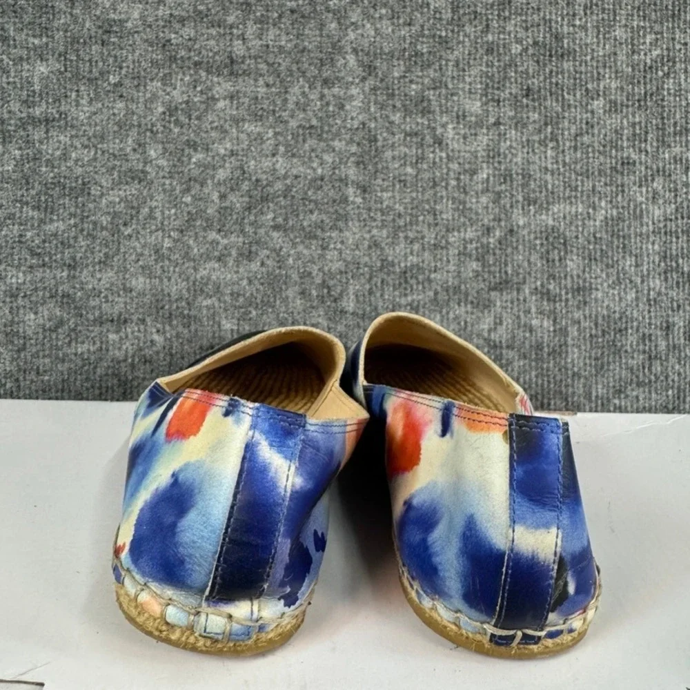 Loeffler Randall Mara Watercolor Floral Leather Espadrille Flats Black Cap Toe 8
