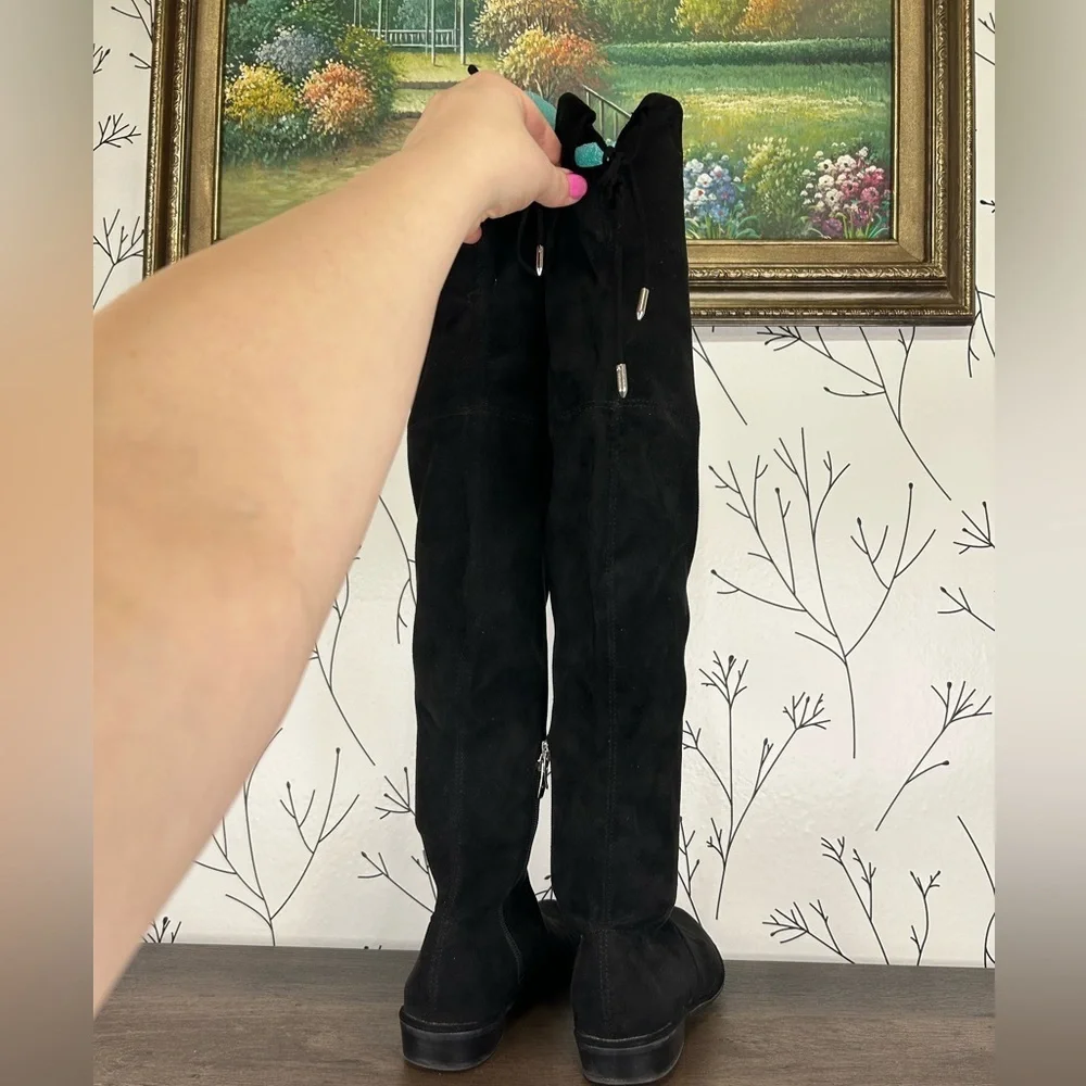 Marc Fisher Black Over-the-Knee Boots with Suede Finish