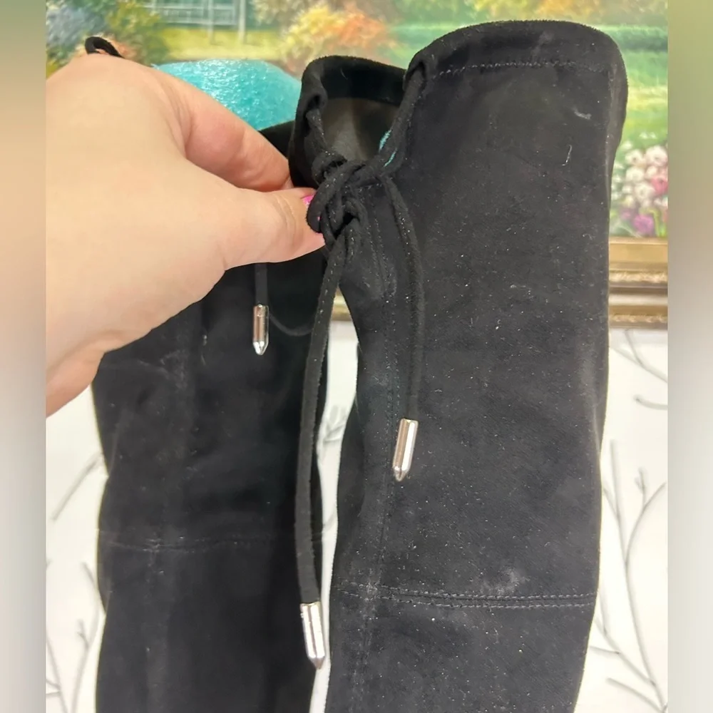 Marc Fisher Black Over-the-Knee Boots with Suede Finish