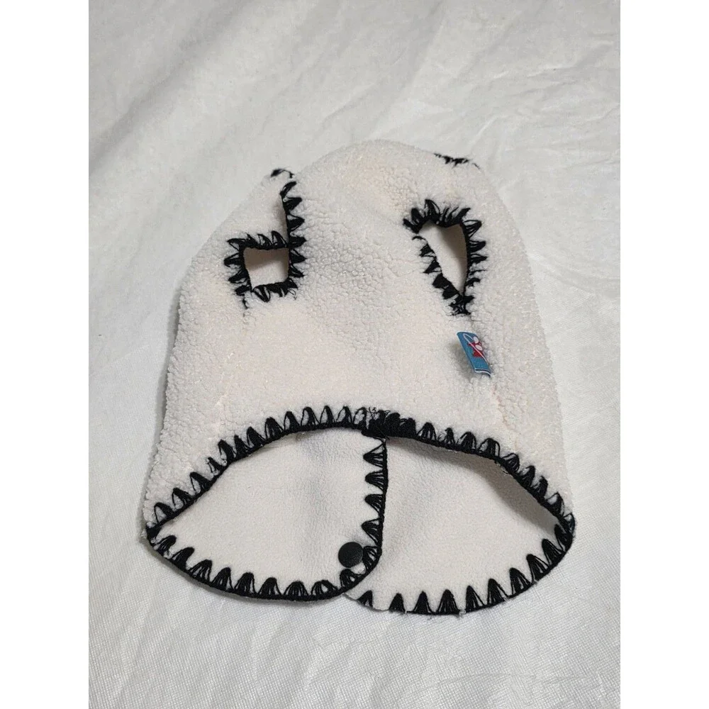 Pet Circle White & Black Trim Dog Fleece Jacket with Snaps Size Small