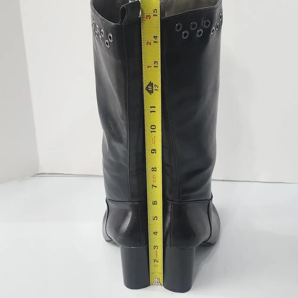 906 Kim Rogers JENNA Tall Black Boots Block Heel Size 6M‎