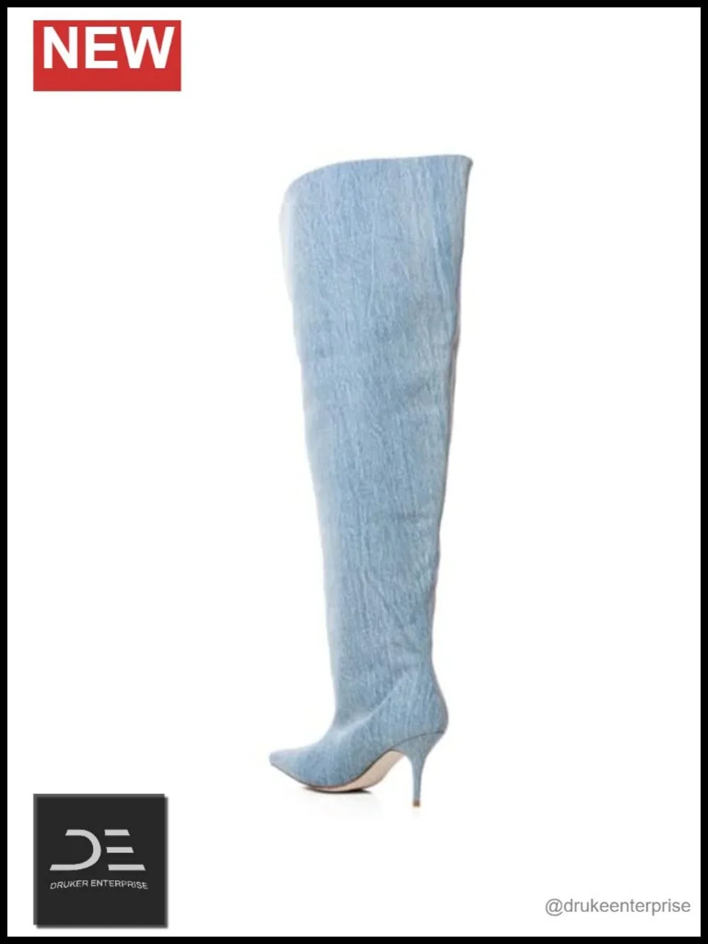 Wide Calf Thigh High Heeled Boots Over Knee Pointed Toe Pull On