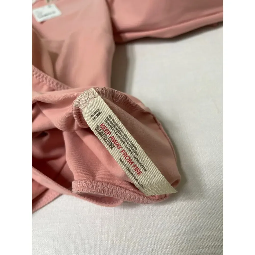 Free People Va Va Voop Long Sleeve Bodysuit in Pink Rose Size S