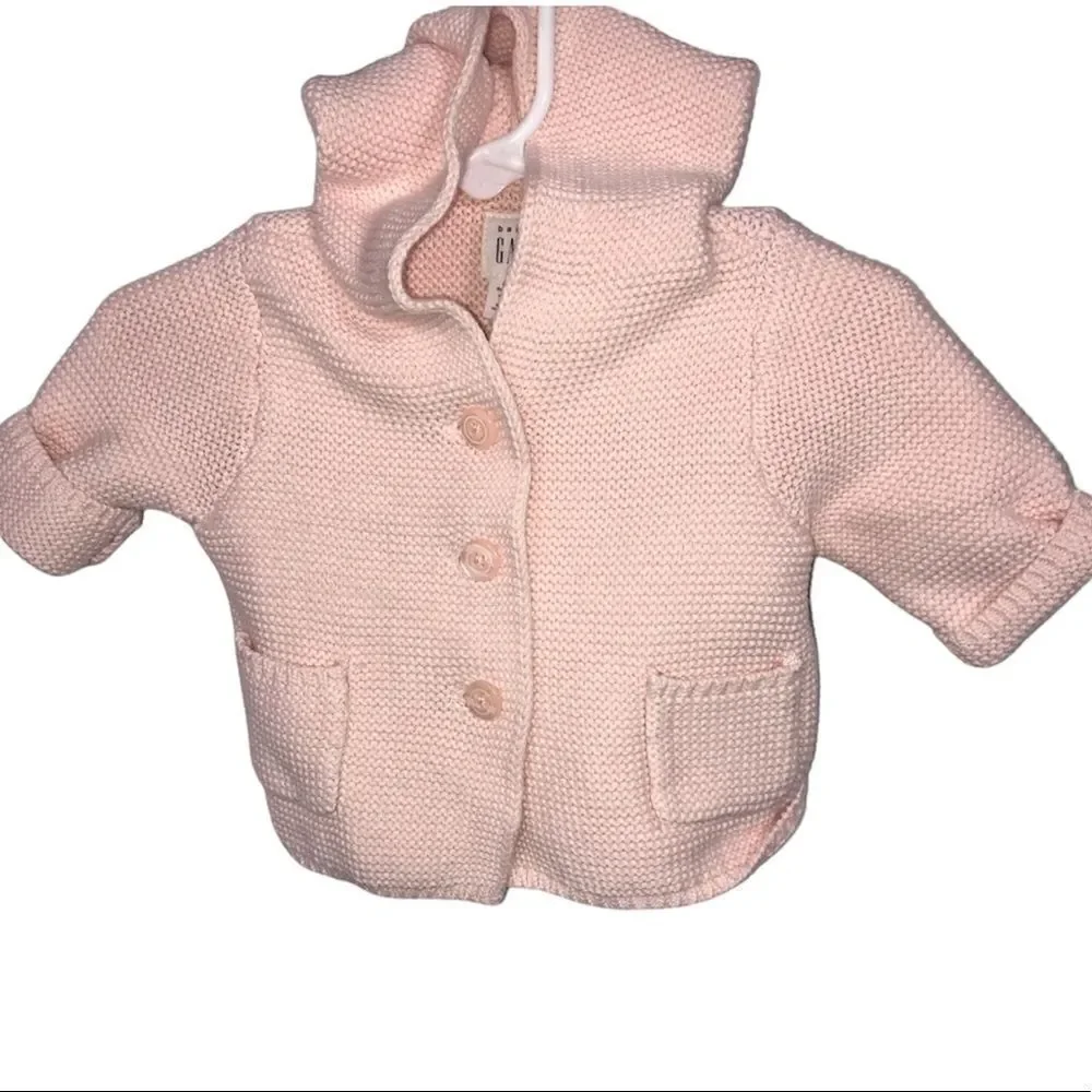 ]Gap Baby Pink Knit Hooded Jacket with Bear Ears