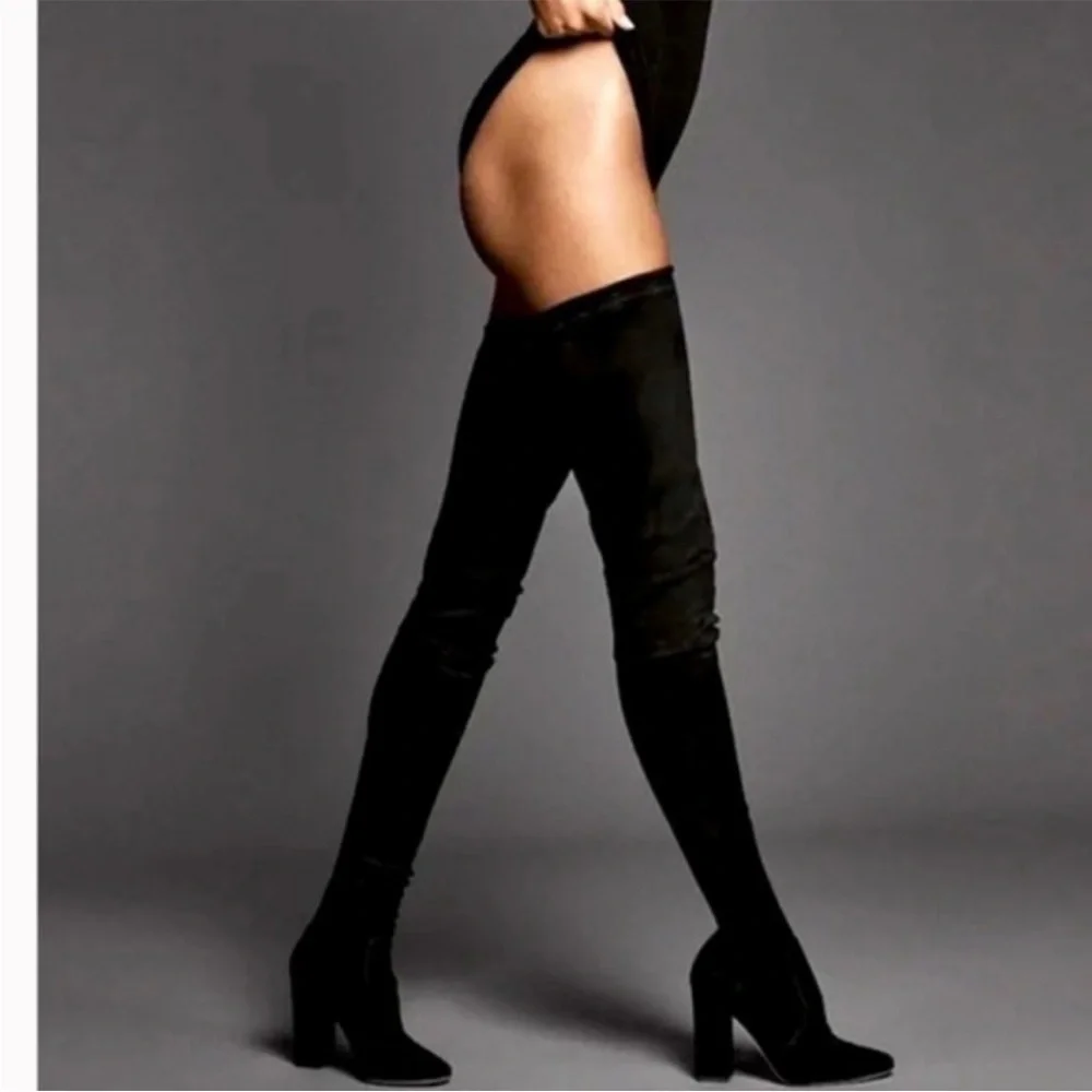 NIB Tamara Mellon Helmut Over The Knee Stretch Suede Boots Thigh Black 37.5