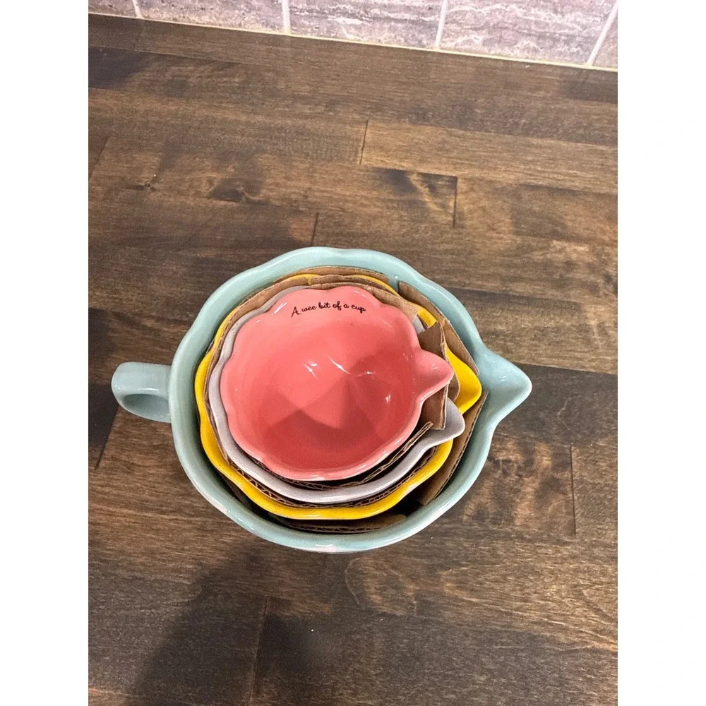 Pioneer Woman Stoneware Nesting Measuring Cup Set 4 Piece Floral‎ Farmhouse NWOT