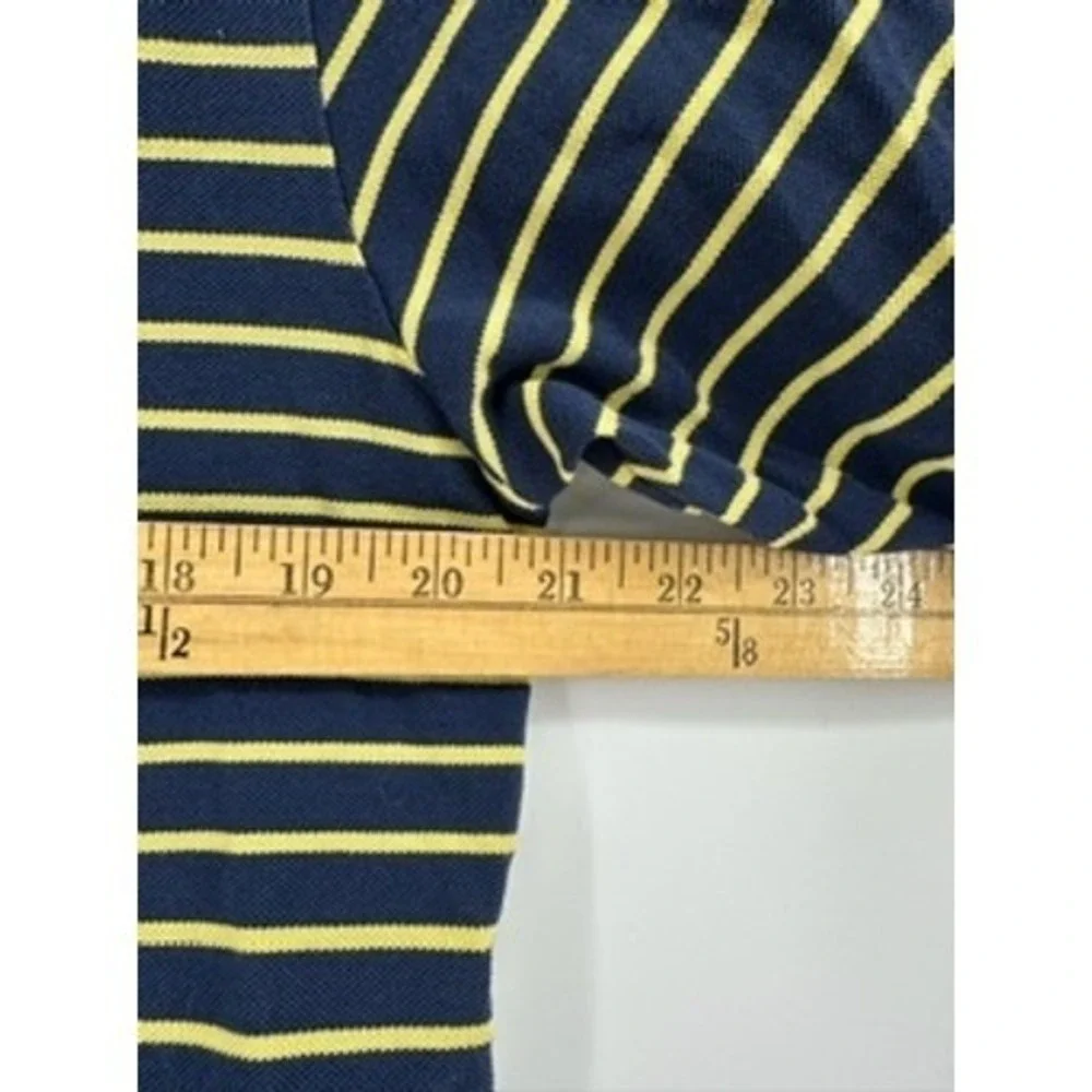 Polo Golf Ralph Lauren Medium‎ Navy Yellow Striped Polo Shirt Men's Short Sleeve