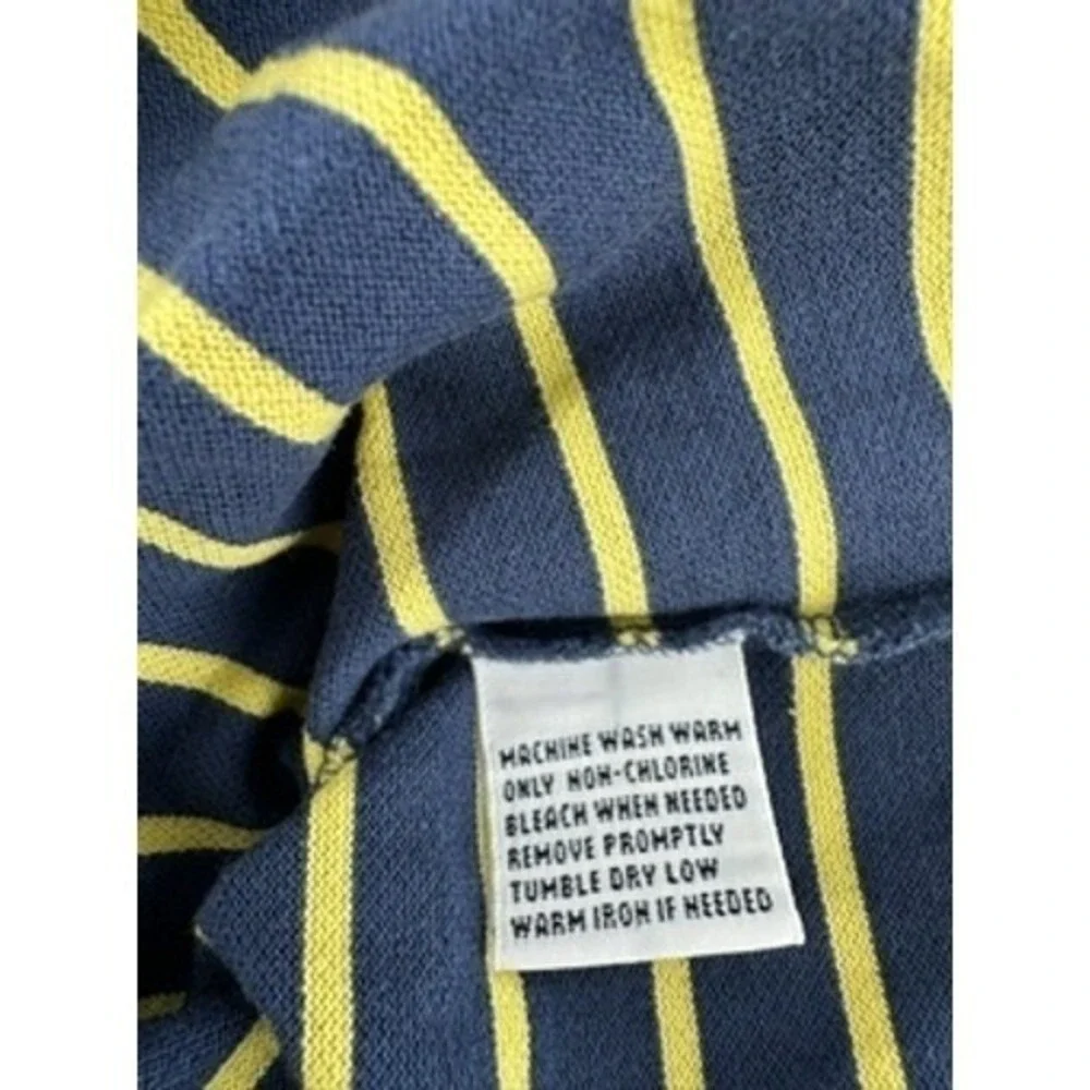 Polo Golf Ralph Lauren Medium‎ Navy Yellow Striped Polo Shirt Men's Short Sleeve