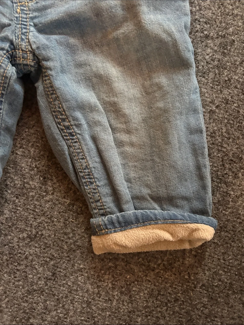 NEW! OshKosh B'gosh Fleece-Lined Light Blue Denim Pants - Size 12 Months
