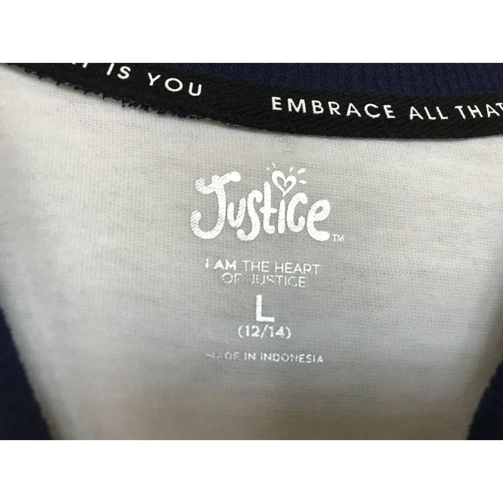 Justice Shirt Top Girls Size 12/14 Large L Glitter White Pink‎ White