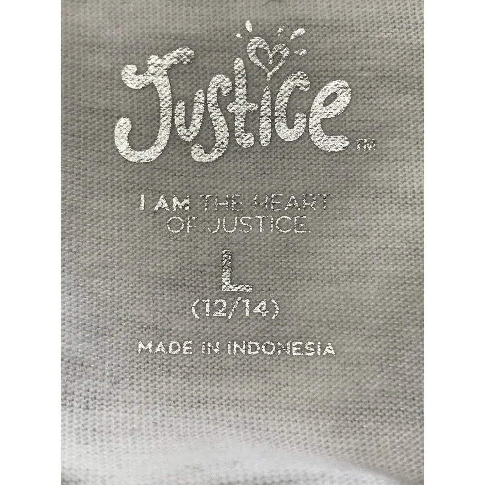 Justice Shirt Top Girls Size 12/14 Large L Glitter White Pink‎ White