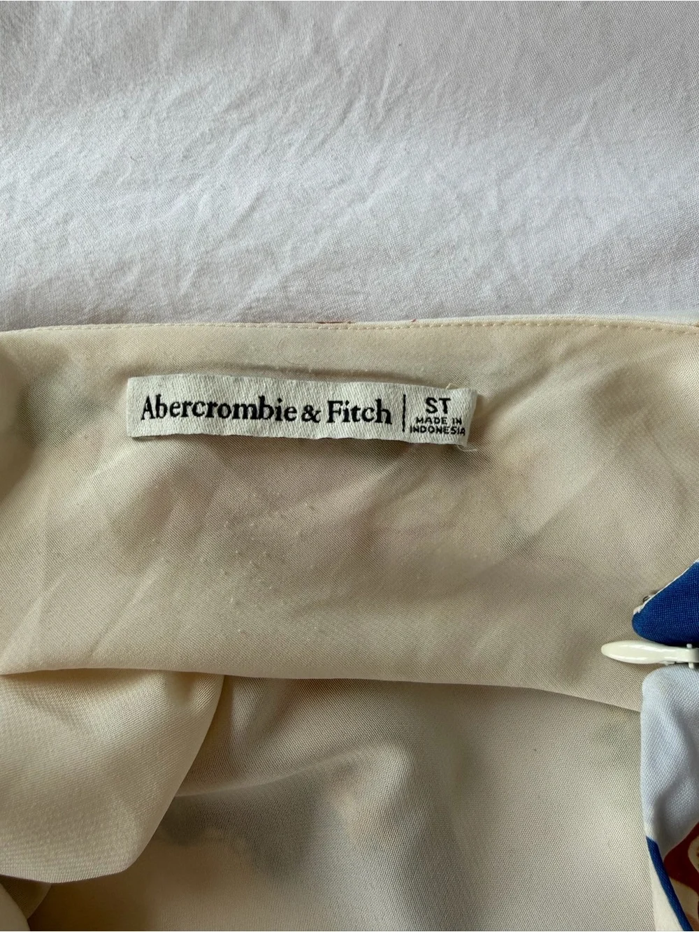 Abercrombie & Fitch Cream and Blue Scarf-Print Maxi Slip Dress