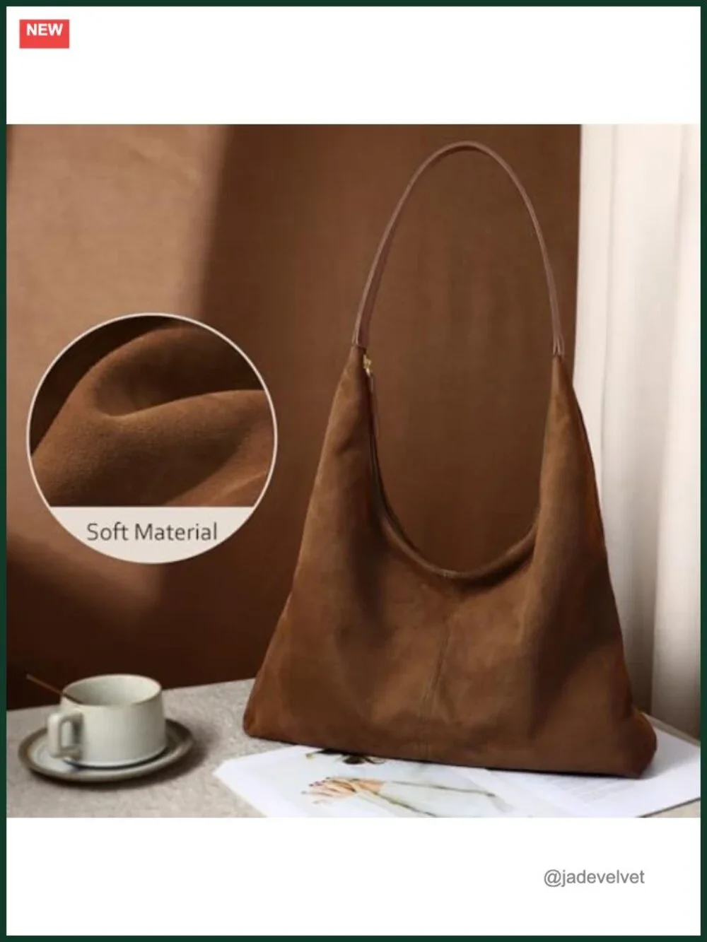 Faux Suede Slouchy Tote Bag Womens Hobo Shoulder Handbag Fall Trendy