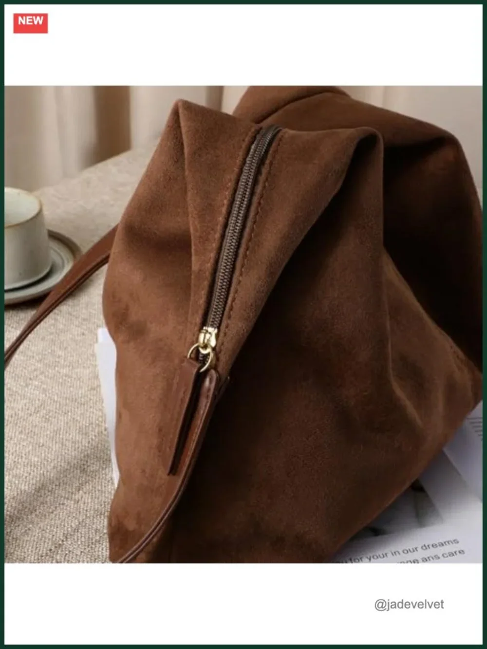 Faux Suede Slouchy Tote Bag Womens Hobo Shoulder Handbag Fall Trendy