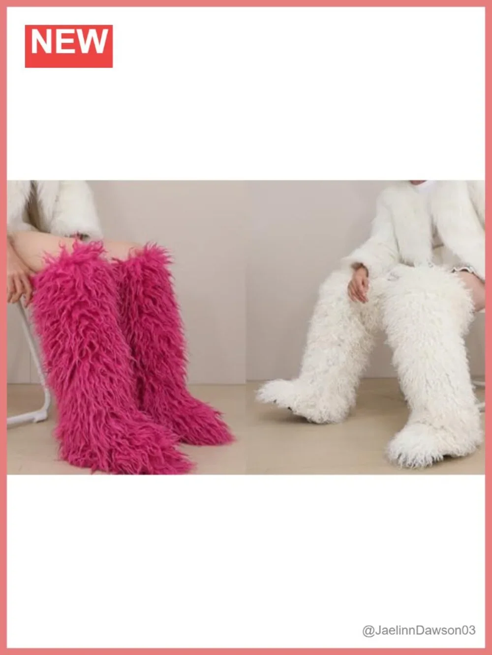 Faux Fur Over the Knee Boots for Women, Tall Thigh-High Fluffy Flat Boots