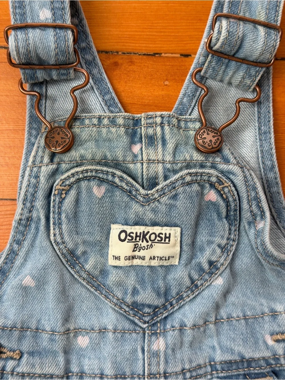 OshKosh B'gosh Light Blue Denim Overalls with Hearts Size 3m