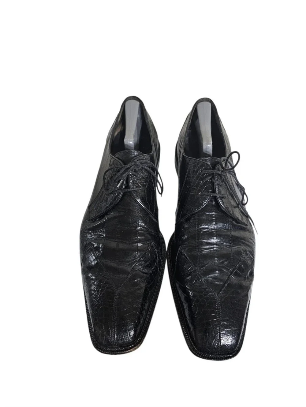 Belvedere Exotic Black Crocodile Dress Shoes Handmade Mens Sz 13 RARE SHOES