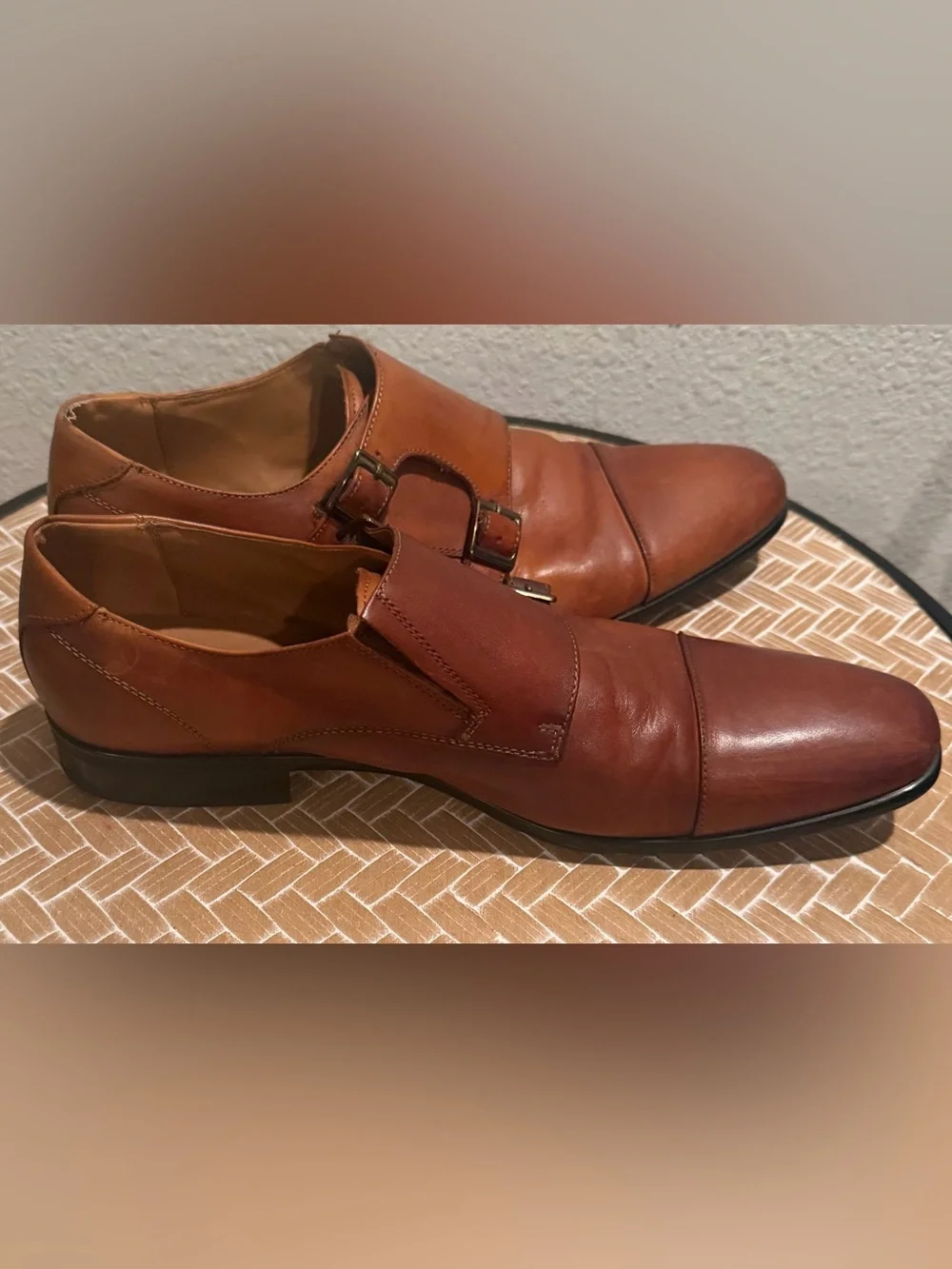 ALDO Men's Brown Leather Double Monk Strap Dress Shoes Size 9.5