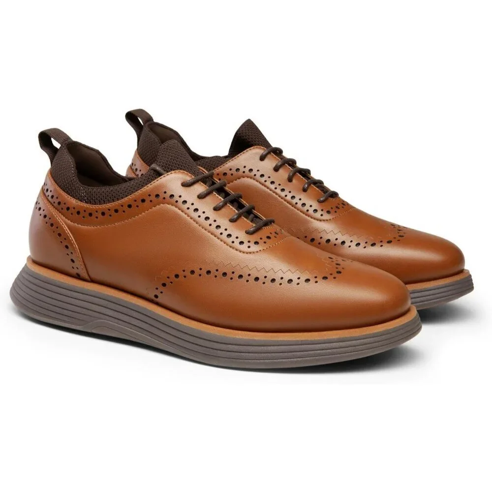 Men's Brown Coffee Leather Classic Business Formal Wingtip Dress Oxford Shoes