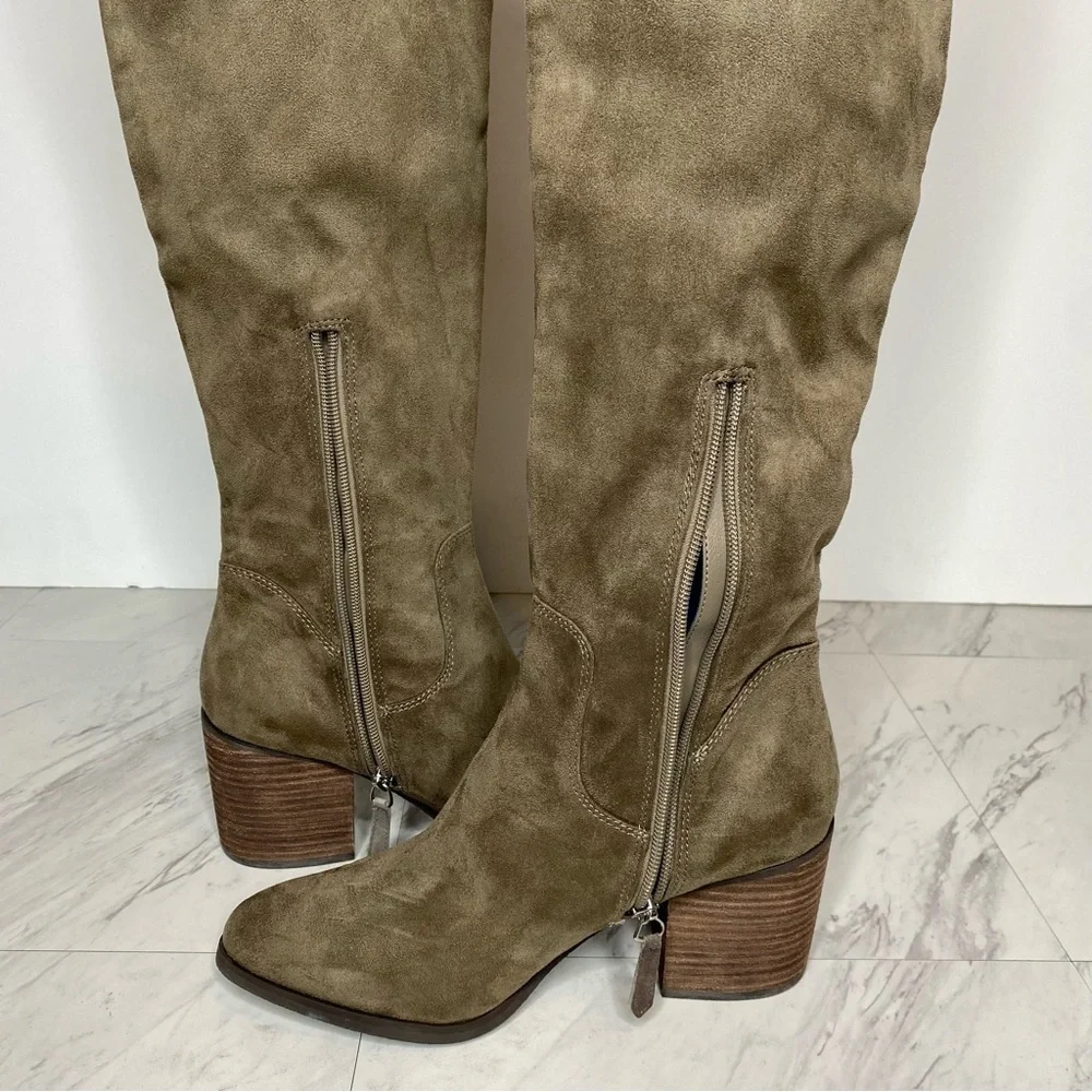 BP Luke Gray / Green Faux Suede Over The Knee Boot 8 1/2