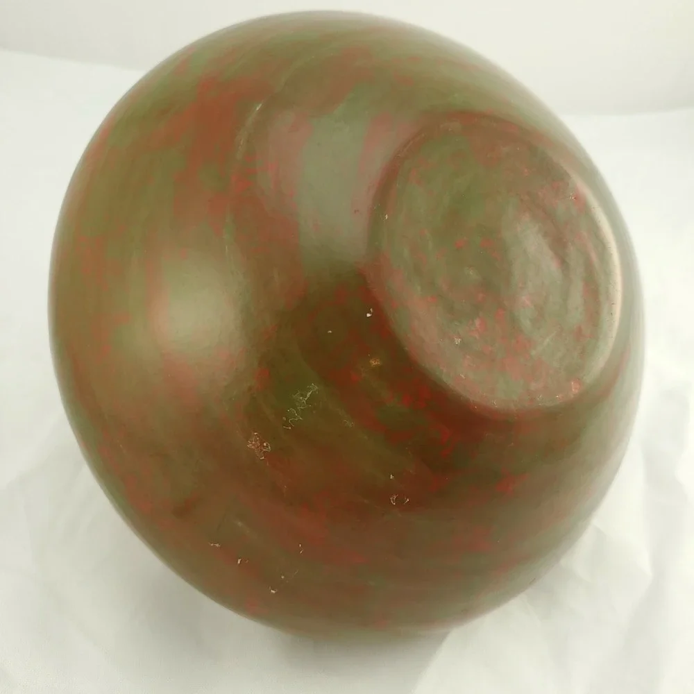 Nicaraguan Studio Pottery Vase Vessel Artisan Earthenware Incised Lines Green